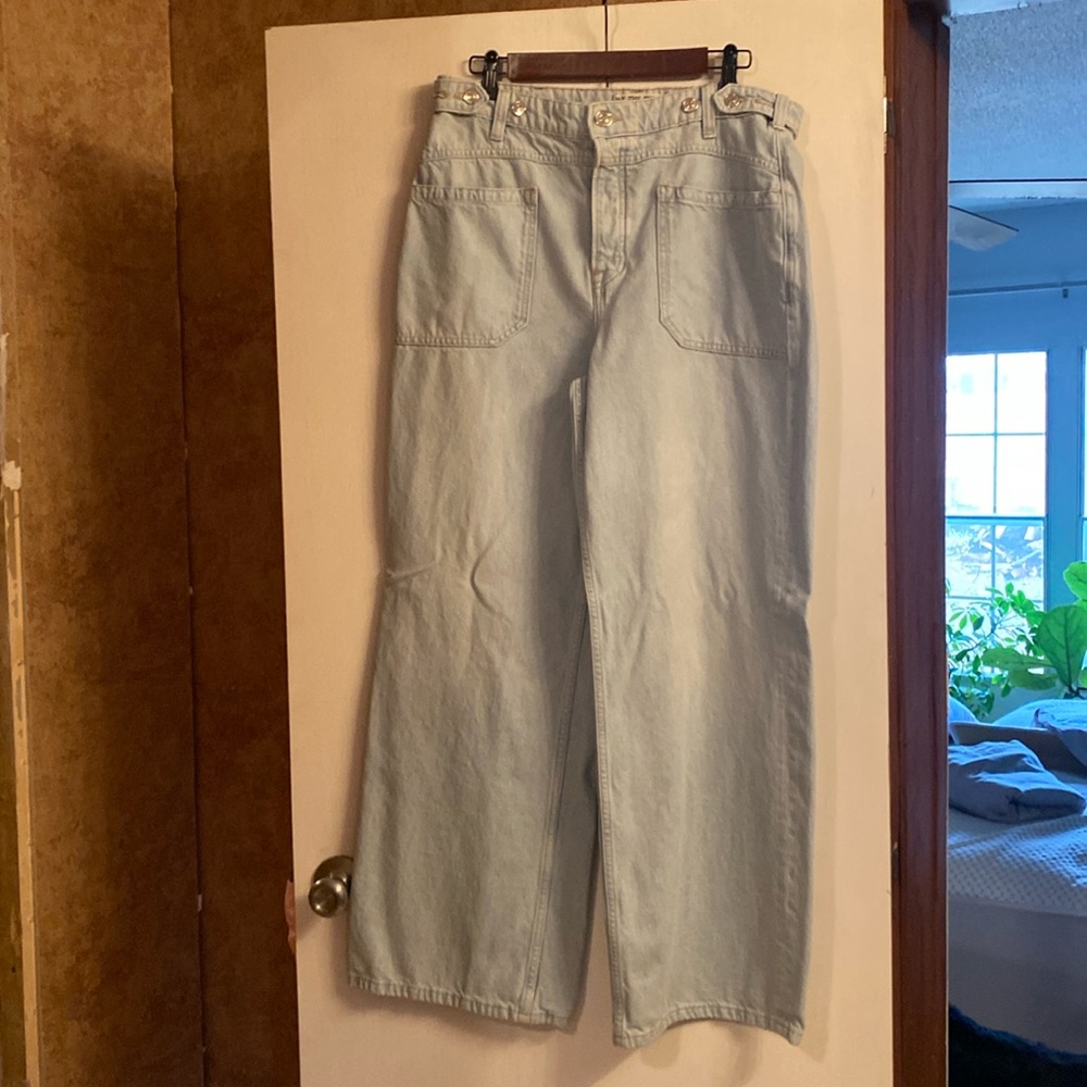Wide leg button fly jeans